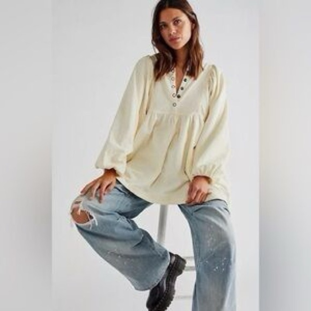 Cream Long-Sleeve Blouse — We the Free